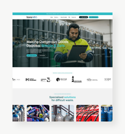 Image of website for an Australian waste recycling company